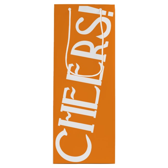 Cheers Orange Art Deco Wine Gift Bag (Front)