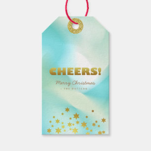 Cheers Pastel Green Gradient & Gold Gift Tags
