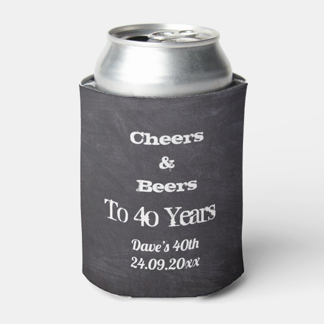 Cheers Personalised Chalkboard Birthday Can Cooler (Can Front)