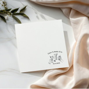Cheers Personalised Champagne Glass Hand drawn Napkin