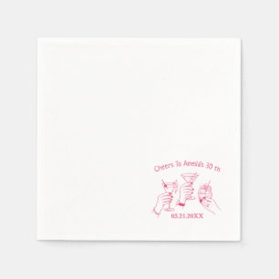 Cheers Personalised Champagne Glass Hand drawn  Napkin