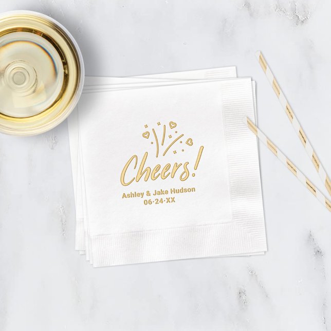 Cheers Personalised Wedding Monogram Foil Napkins (Creator Uploaded)