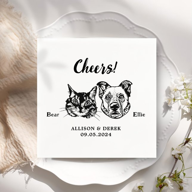 Cheers Pets Custom Hand Drawing Wedding Napkin (Creator Uploaded)