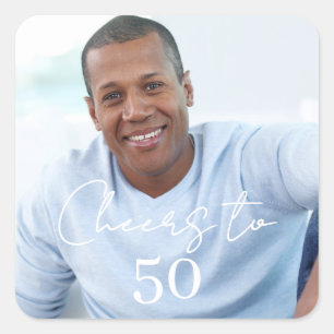 Cheers photo birthday party square sticker