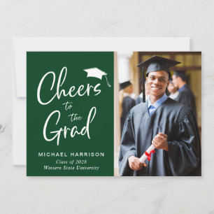 Cheers Photo Green Graduation Announcement