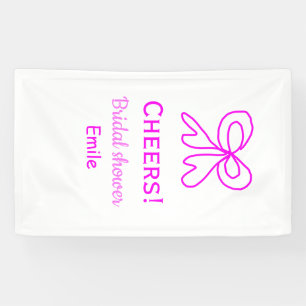 Cheers purple pink bow bridal shower add name  banner