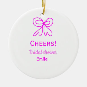 Cheers purple pink bow bridal shower add name ceramic tree decoration