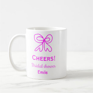 Cheers purple pink bow bridal shower add name coffee mug
