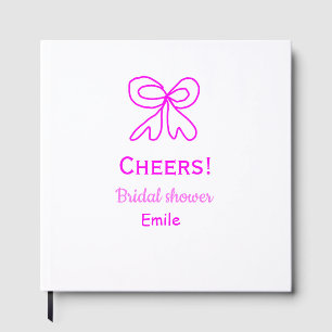 Cheers purple pink bow bridal shower add name guest book
