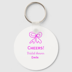 Cheers purple pink bow bridal shower add name key ring