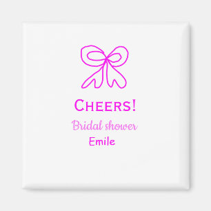 Cheers purple pink bow bridal shower add name magnet