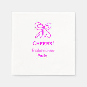 Cheers purple pink bow bridal shower add name napkin