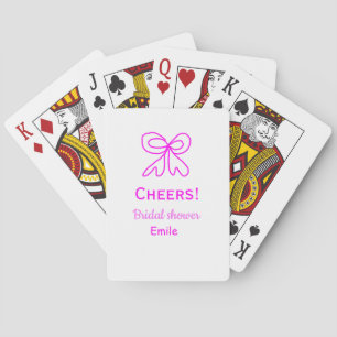 Cheers purple pink bow bridal shower add name  playing cards