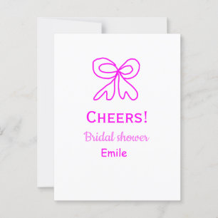 Cheers purple pink bow bridal shower add name postcard