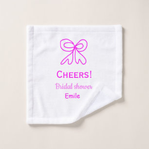 Cheers purple pink bow bridal shower add name wash cloth