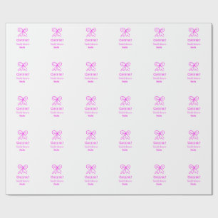 Cheers purple pink bow bridal shower add name  wrapping paper