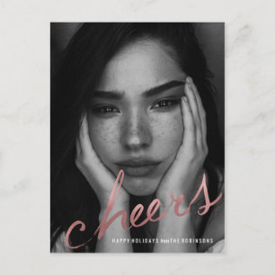 Cheers rose gold Holiday Postcard