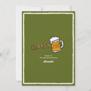 Cheers Rustic Beer Milestone Birthday Thank You Card