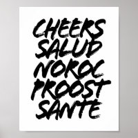 Cheers Salud Noroc Proost Sante Grunge Caps