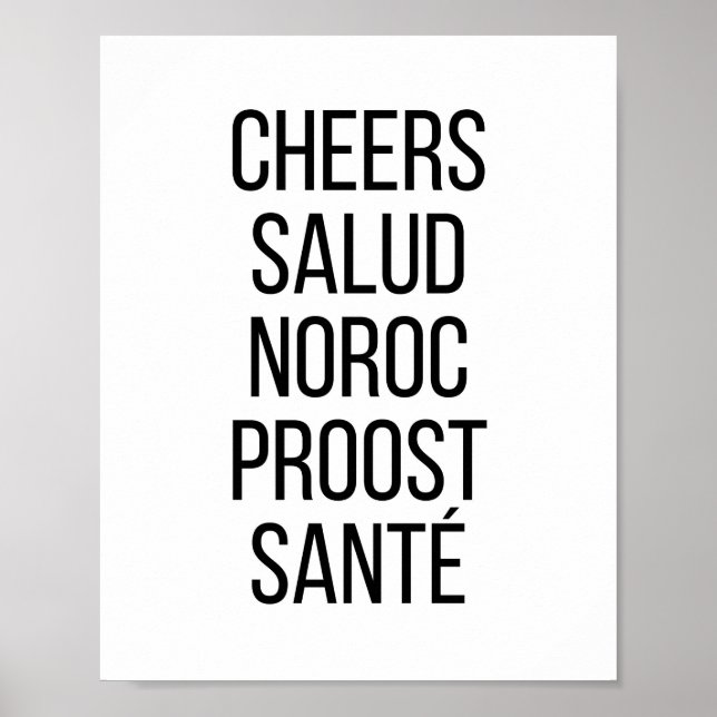 Cheers Salud Noroc Proost Sante Poster (Front)
