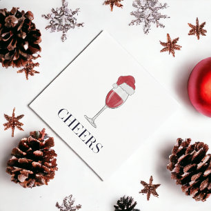 Cheers Santa Hat Wine Christmas Party Napkin