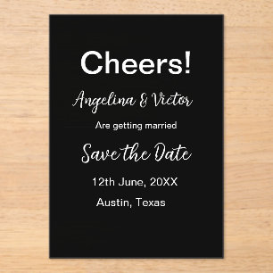 Cheers save the date simple minimal modern elegant acrylic invitations