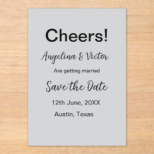 Cheers save the date simple minimal modern elegant acrylic invitations