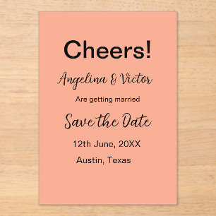 Cheers save the date simple minimal modern elegant acrylic invitations