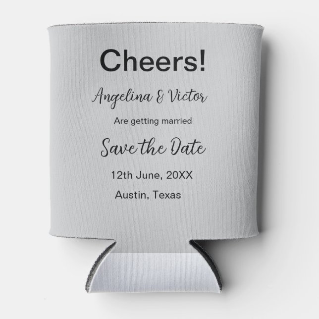 Cheers save the date simple minimal modern elegant can cooler (Front)