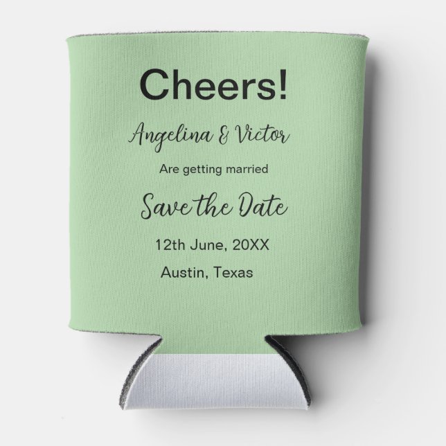 Cheers save the date simple minimal modern elegant can cooler (Front)