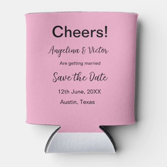 Cheers save the date simple minimal modern elegant can cooler (Front)