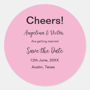 Cheers save the date simple minimal modern elegant classic round sticker