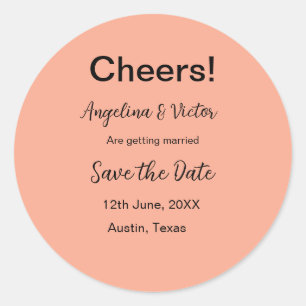 Cheers save the date simple minimal modern elegant classic round sticker