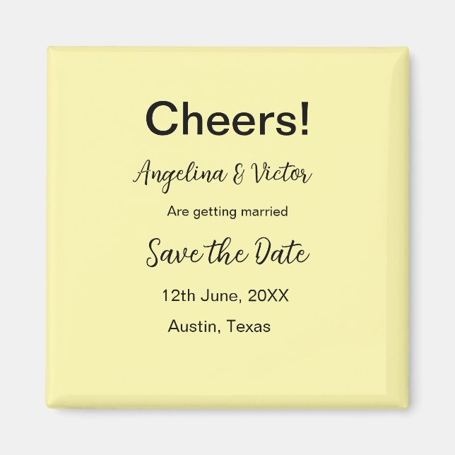 Cheers save the date simple minimal modern elegant magnet (Front)
