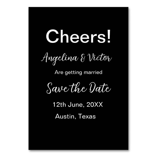 Cheers save the date simple minimal modern elegant table number (Front)
