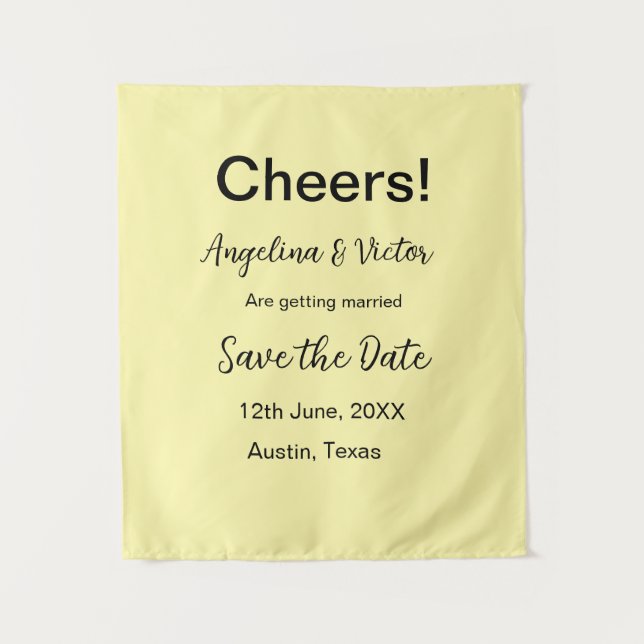 Cheers save the date simple minimal modern elegant tapestry (Front)