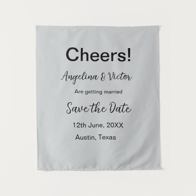 Cheers save the date simple minimal modern elegant tapestry (Front)