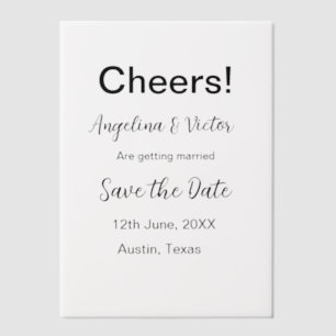 Cheers save the date simple minimal modern elegant vellum invitations