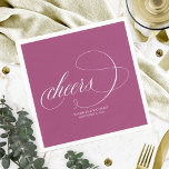 Cheers - Simple Elegant Pink Cassis Wedding Napkin<br><div class="desc">Cheers - Simple Elegant Pink Cassis Wedding</div>