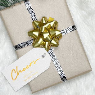 Cheers Simple Modern Script Wine Bottle Gift Tags