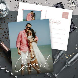 Cheers Simple Script Modern Holiday Photo Postcard
