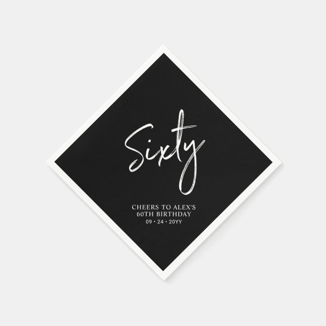 Cheers Sixty | Modern Adult 60th Birthday Party Napkin (Corner)