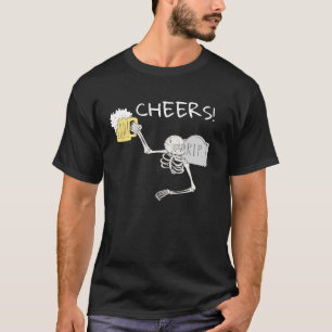 Cheers Skeleton St Patricks Day Octoberfest Beer D T-Shirt