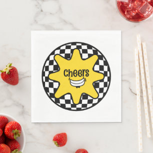 Cheers Smiley Star – Retro Checkered Napkin