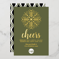 Cheers Snowflake Business Greeting - Green Gold