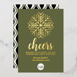 Cheers Snowflake Business Greeting - Green Gold