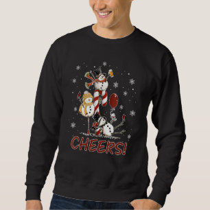 Cheers Snowman Shirt Beer Christmas Sweater Wine L
