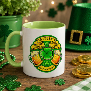 Cheers St Patricks Day Shamrock  21st Birthday  Mug