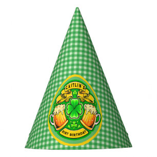Cheers St Patricks Day Shamrock  21st Birthday  Party Hat