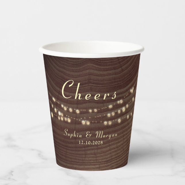 Cheers String Lights Wedding Paper Cups (Front)